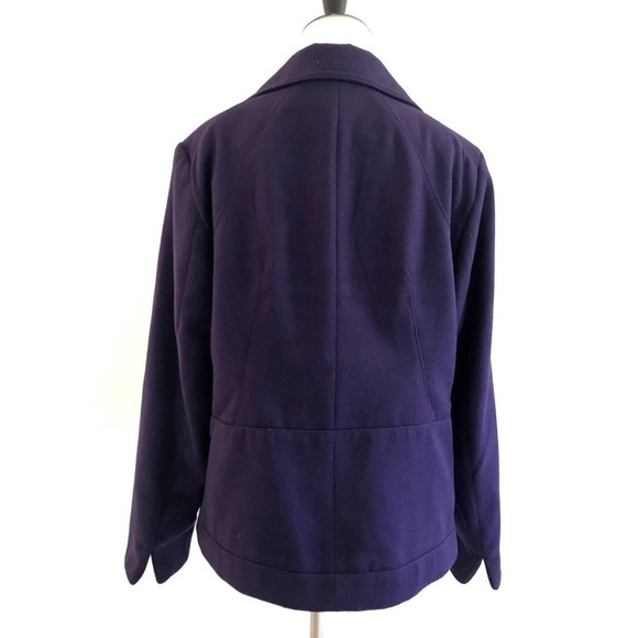 Chicos | Velvet Collar Blazer Size 2 Purple Lined Stretch Jacket Long Sleeves - Picture 4 of 9